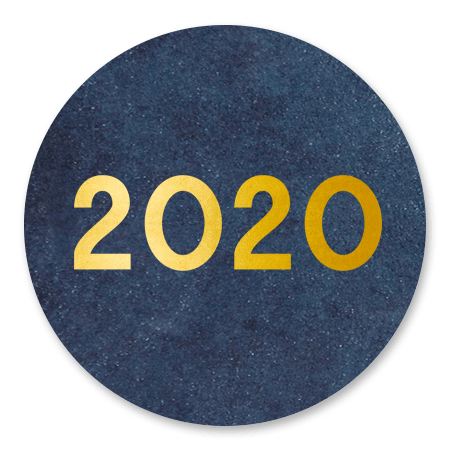 2020 goud op blauw